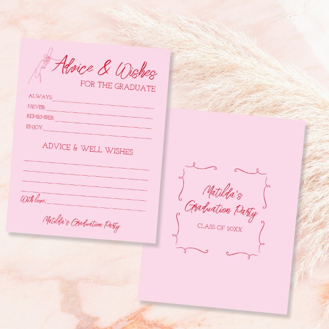 Consejos Y Deseos Para Graduados De Tarjeta Rosa Y (Advice & Wishes For Graduate Pink & Red Card)