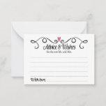 Consejos y deseos para las nuevas tarjetas de la S<br><div class="desc">Estas elegantes tarjetas de Consejos y Deseos serán la incorporación perfecta a su recepción de bodas. Cuenta con un borde negro giratorio con un corazón de ciruela morada encima. El texto interior es "Consejos y deseos" en un divertido tipo de letra en negro y "para el nuevo Sr. y la...</div>