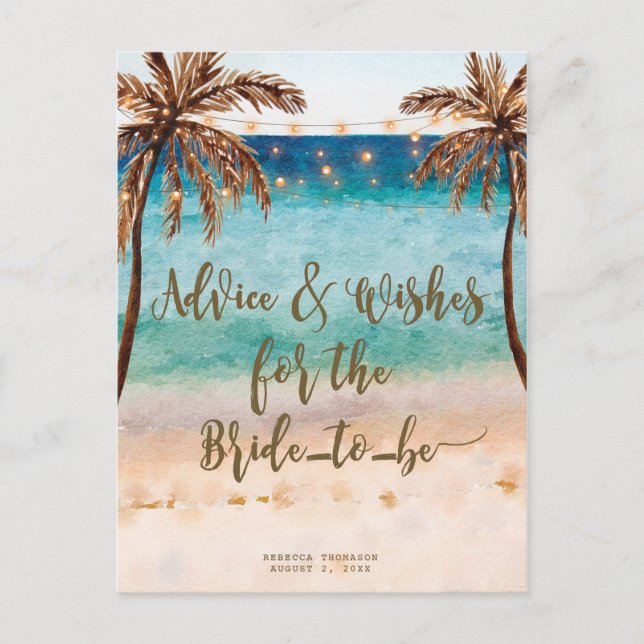 consejos y deseos para que la novia sea postales (Anverso)