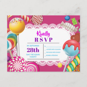 CONSERVACIÓN DE CANDY Invitación RSVP Bat Mitzvah