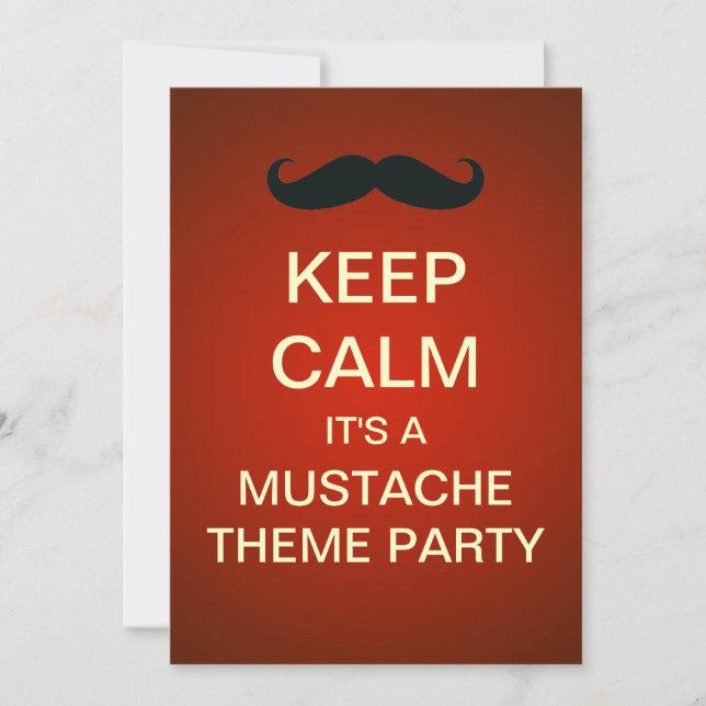 Conservar la calma Mustache Invitación al Personal (Anverso)