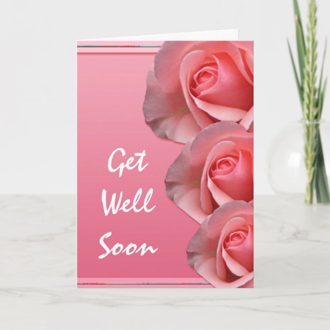 Consiga a deseos bien los rosas rosados tarjeta (Anverso)
