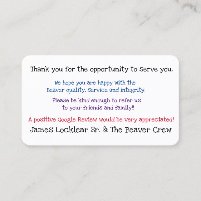 Consiga la tarjeta de visita de los estudios de (Anverso)