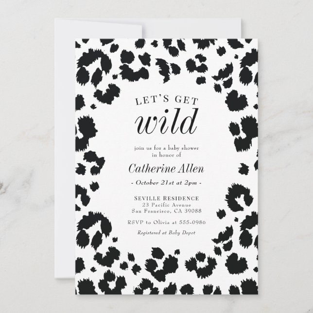 Consigamos la invitación Baby Shower de Wild Leopa (Anverso)