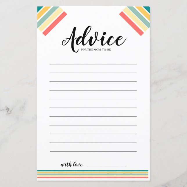 Consigamos la tarjeta de asesoramiento de Baby Sho (Anverso)