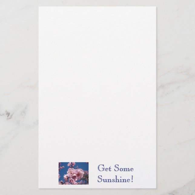 ¡Consigue un poco de sol! papelería Flores rosadas (Anverso)