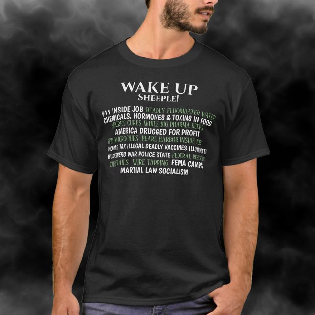 Conspiración divertida despierta camiseta de manza (Subido por el creador)