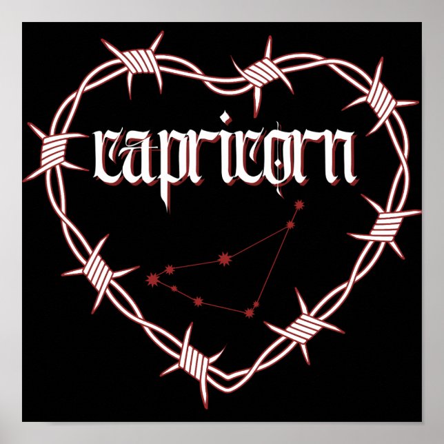 Constelación de Capricornio Arte Celestial Gótico  (Frente)