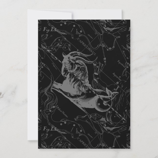 Constelación de Capricornio Hevelius 1690 en negro (Anverso)