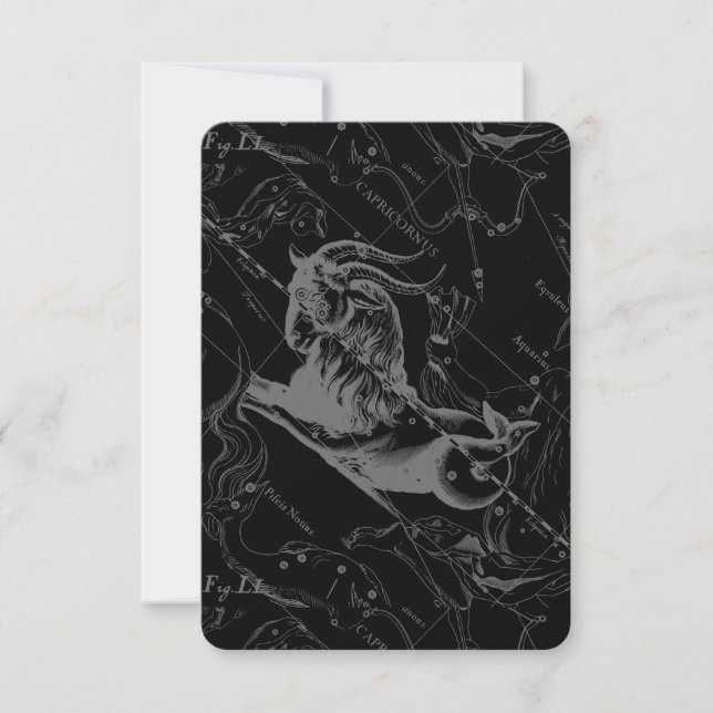 Constelación de Capricornio Hevelius 1690 en negro (Anverso)