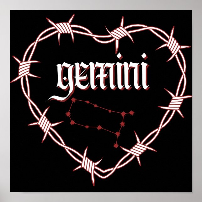 Constelación de Gemini Arte Celestial Gótico Oscur (Frente)