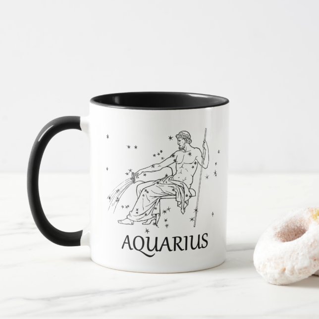 Constelación de la astrología del acuario y taza (Con donut)