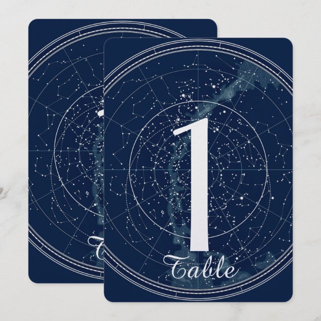 Constelación de la noche Números de mesa de boda (Anverso / Reverso)