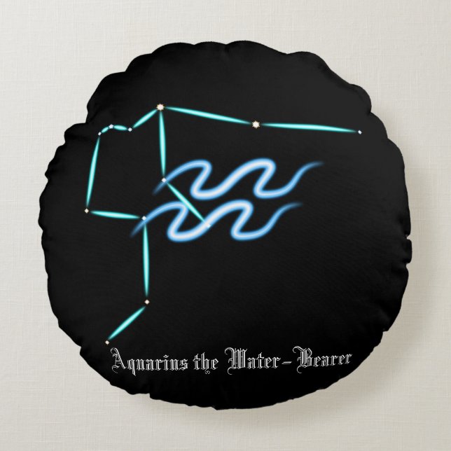 Constelación Zodiac Aquarius Almohada redonda (Anverso)
