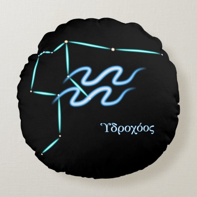 Constelación Zodiac Aquarius Almohada redonda (Anverso)