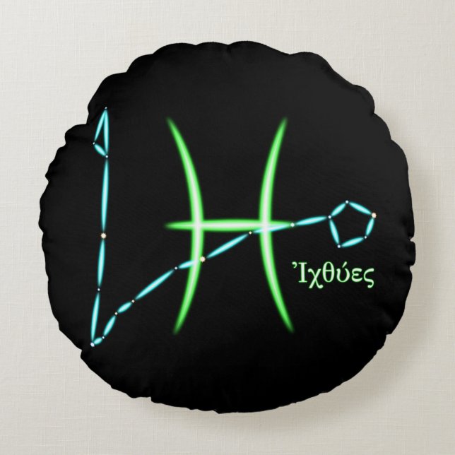 Constelación zodiaca Pisces redondeados almohada (Anverso)