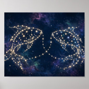 Constelación zodiacal de Piscis Arte de noche estr