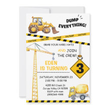 Construcción 3 Invitación de cumpleaños