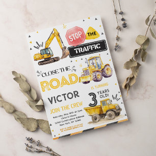 Construcción 3 Invitación de cumpleaños