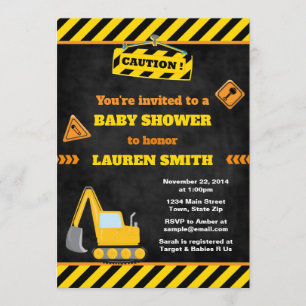 Construcción Baby Shower Invitación a niño bebé