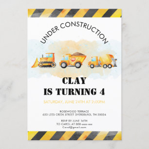 Construcción Cumpleaños Invitación Camión