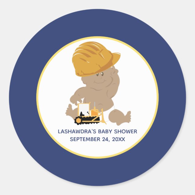 Construcción Pegatina de Favor de Ducha para Niño (Anverso)