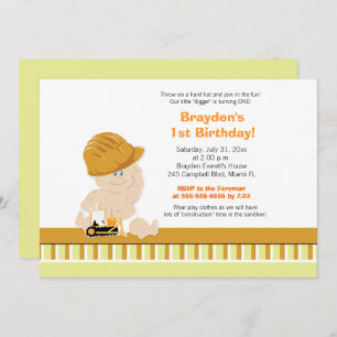 Construcción Personalizado bebé 1ª invitación de c