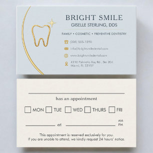 Consultorio Dental Tarjeta de Cita de Diente de Or