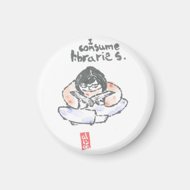 "Consumo bibliotecas" imán (Frente)