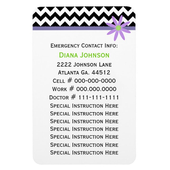 Contacto de emergencia: imán premium para bebés (Vertical)