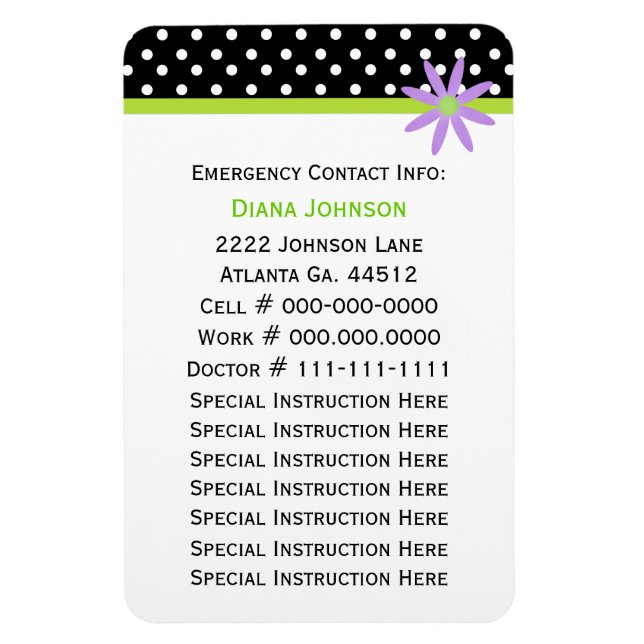 Contacto de emergencia: imán premium para bebés (Vertical)