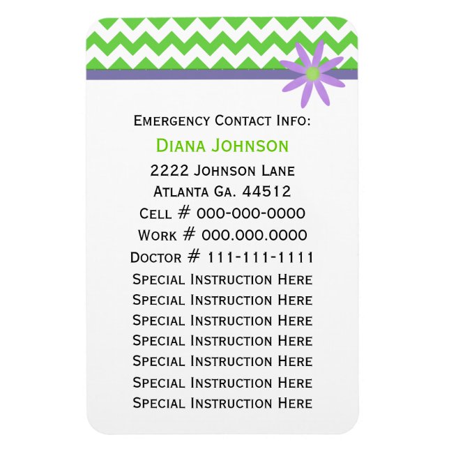 Contacto de emergencia: imán premium para bebés (Vertical)