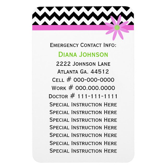 Contacto de emergencia: imán premium para bebés (Vertical)