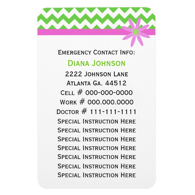 Contacto de emergencia: imán premium para bebés (Vertical)