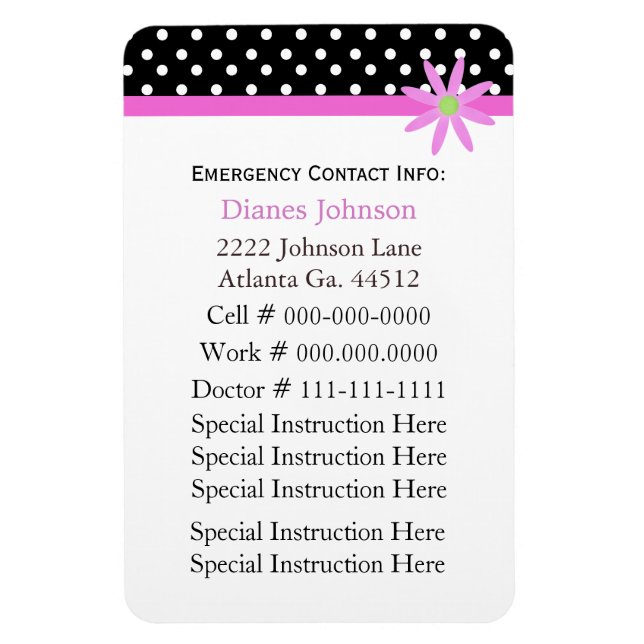 Contacto de emergencia: imán premium para bebés (Vertical)