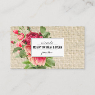contacto floral de la tarjeta de visita de la mamá