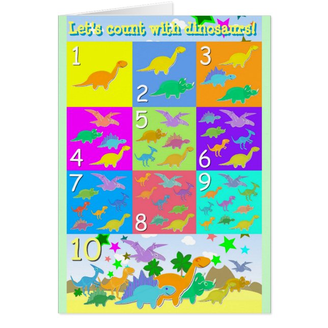 Contemos con los números 1 - 10 de los dinosaurios (Frente)