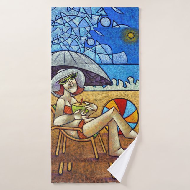 Contemporary Cubist Beach Art - Summer Relaxation  (Toalla de baño)