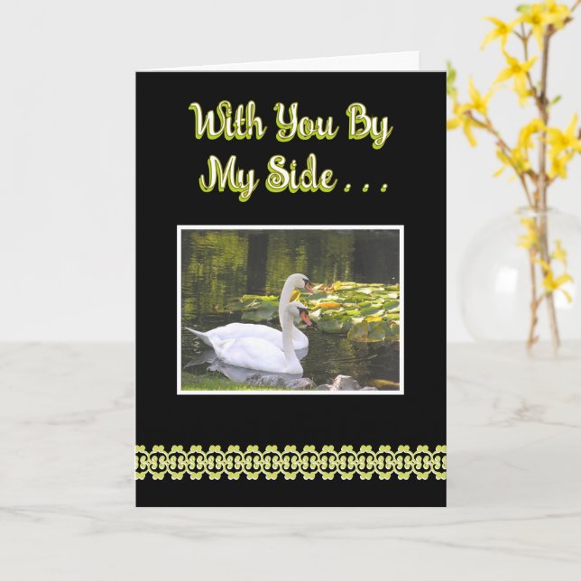 "Contigo A Mi Lado..." 2 Cisnes, Tarjeta De Aniver (flor amarilla)