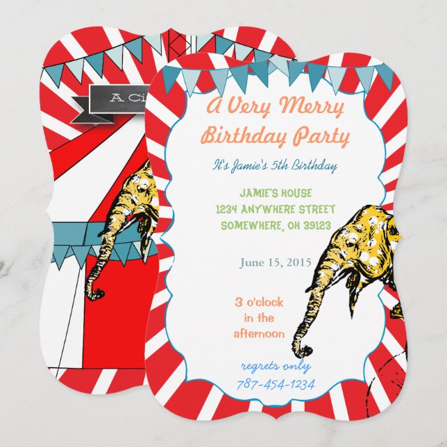 Contorno de la invitación a la fiesta de cumpleaño (Anverso / Reverso)
