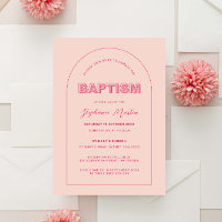 Contorno rosado Negrita Tipo Baptismo Invitación