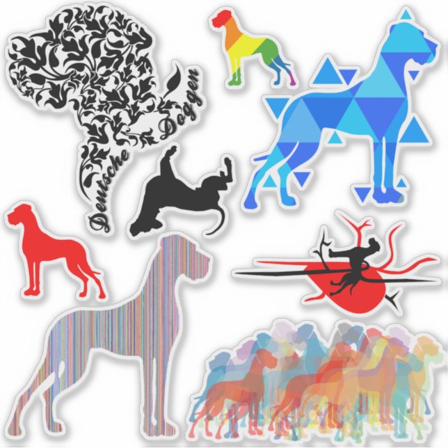 Contour Pegatina Great Dane Tattoo Style (Anverso)