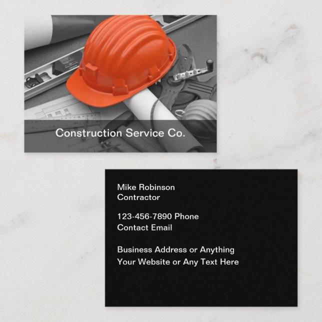 Contractores de construcción Tarjetas de visita mo (Anverso / Reverso)
