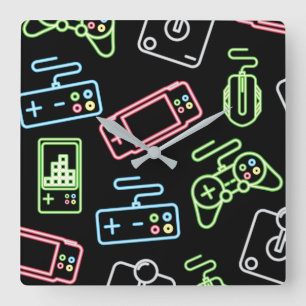 Control de videojuegos reloj de pared cuadrado