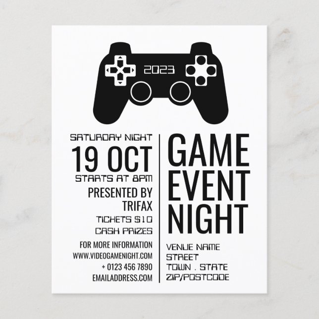 Controlador de juegos, publicidad de eventos de vi (Frente)