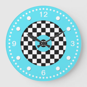 Controles de colores retro y reloj de pared Aqua