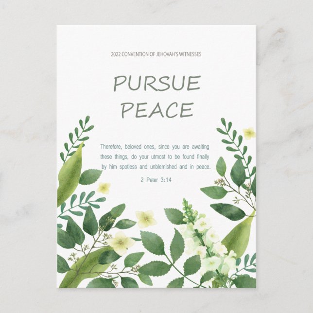 Convención JW de 2022 - Postal de flor blanca verd (Anverso)