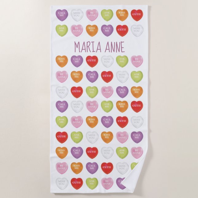 Conversación Corazones Toalla de Playa Personaliza (Anverso)