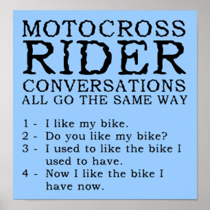Conversaciones de Motocross Póster Divertido de Bi