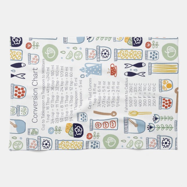 Conversiones de medición de toalla de té de cocina (Horizontal)